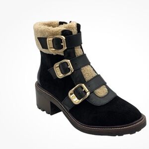 Vince Camuto - Women's Klerica Leather Boots- Size 7. Black/ Natural